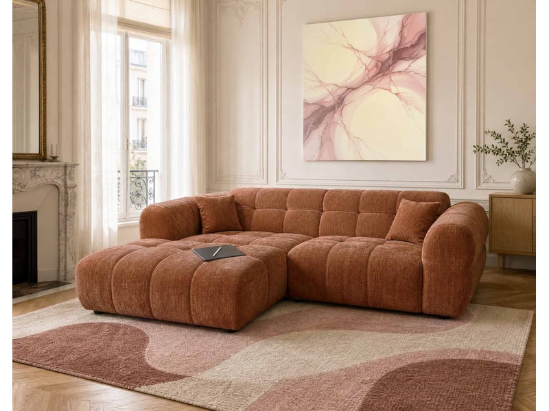  Mini ray - canapé d'angle gauche 4 places en tissu texturé - best mobilier - terracotta MINI RAY - Conforama B
