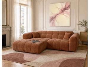 Canapé d'angle gauche fixe BESTMOBILIER MINI RAY 4 places Tissu Terracotta