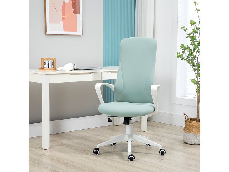  Fauteuil de bureau pivotant, réglable en hauteur, avec accoudoirs, fonction inclinable, dossier haut, 62 x 56 x 110-119,5 cm, vert  - Conforama C