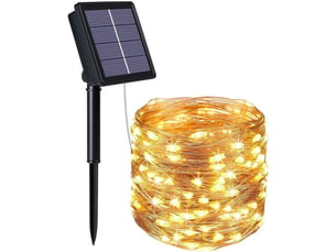 Guirlande lumineuse solaire,1 jeu de guirlandes lumineuses solaires 200 led étanches 8 fonctions, 22 m