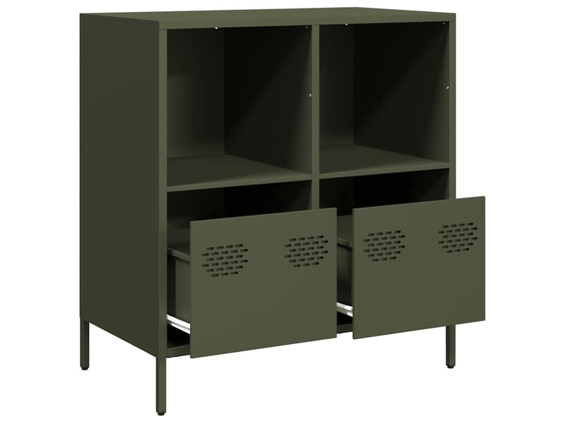  Buffet - bahut - meuble de rangement vert olive 68x39x73,5 cm acier laminé à froid  - Conforama E