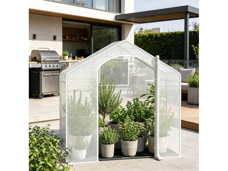 Serre de jardin 200x80x200 cm toile maillée métal blanc  - Conforama C