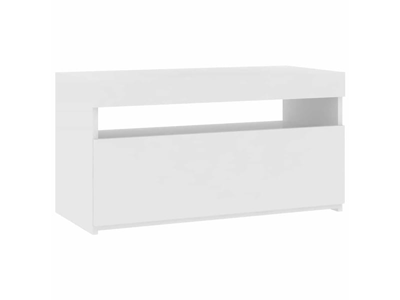  Meuble tv - banc tv - meuble de rangement avec lumières led blanc brillant 75x35x40 cm  - Conforama A