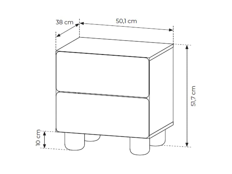  Table de nuit hani, 2 tiroirs, 50x38x52h cm chêne marron Hani - Conforama D