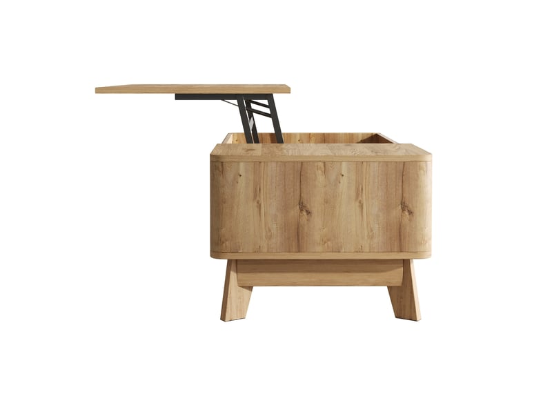  Table basse 95 x 48 x 50 cm en mdf avec plateau relevable et rangement coloris naturel chicfurn  - Conforama E