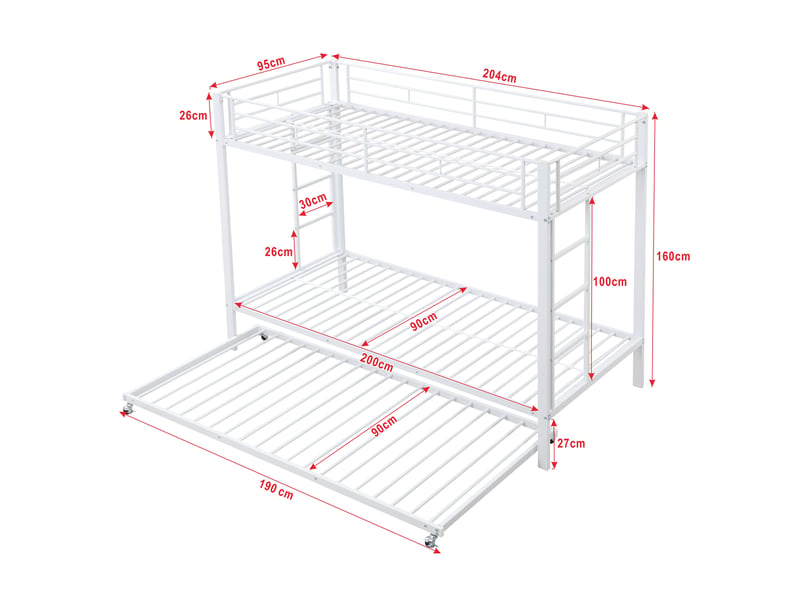  Lit superposé 90x200 cm coloris blanc métal lit enfant blanc - Conforama C