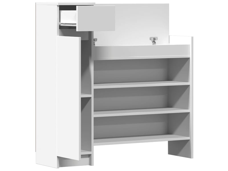  Meuble à chaussure | armoire à chaussures blanc 100,5x28x100 cm bois d'ingénierie  - Conforama E