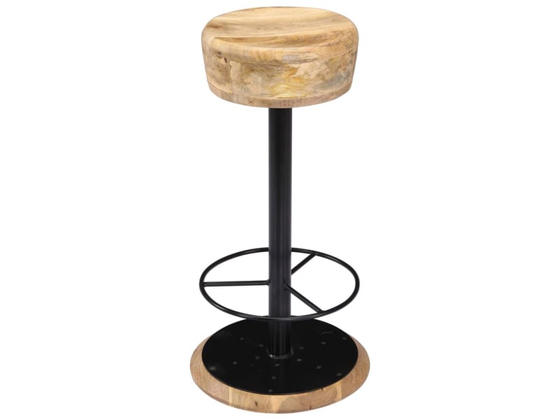  Lot de deux tabourets de bar design chaise siège bois de manguier solide 1202092  - Conforama B