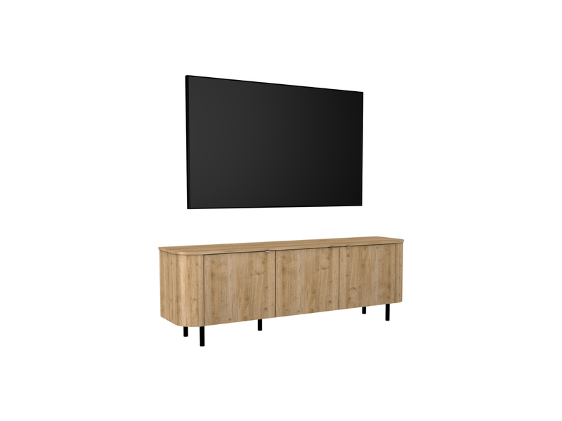 Meuble tv 3 portes, bords arrondis décor chêne l180,2 cm - lucia  - Conforama D