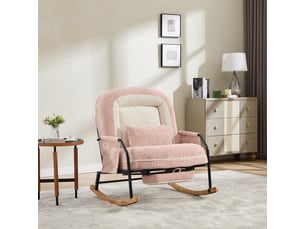Fauteuil à bascule - 80x87x95 cm - fauteuil à basse moderne avec repose-pieds et dossier réglable - rose