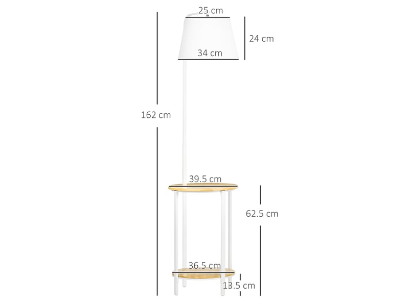  Lampadaire 43x39,5x162 cm avec 2 rangements bois métal blanc  - Conforama C