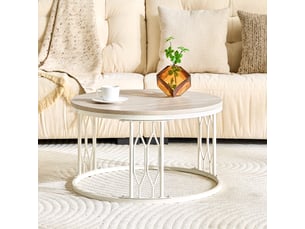 Table basse rond(e) coloris blanc LPOSPI - 70 cmx70 cm