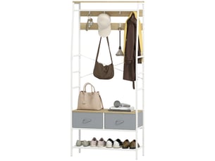 Porte-manteau avec rangement pour chaussures, crochets, tiroirs, barre et étagère pour entréesalon 80 x 30 x 180,5 cm naturel