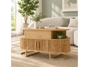 Table basse ovale coloris naturel <strong>CHICFURN</strong> <strong></strong> - 50 cmx100 cm