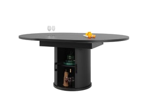 Table à manger extensible 118(158)x118x76.8 cm avec rangement en mdf noir