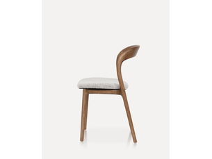 Chaise de salle à manger lot de 2 avec dossier incurvé et assise rembourrée en tissu et bois de frêne, noyer et blanc cassé