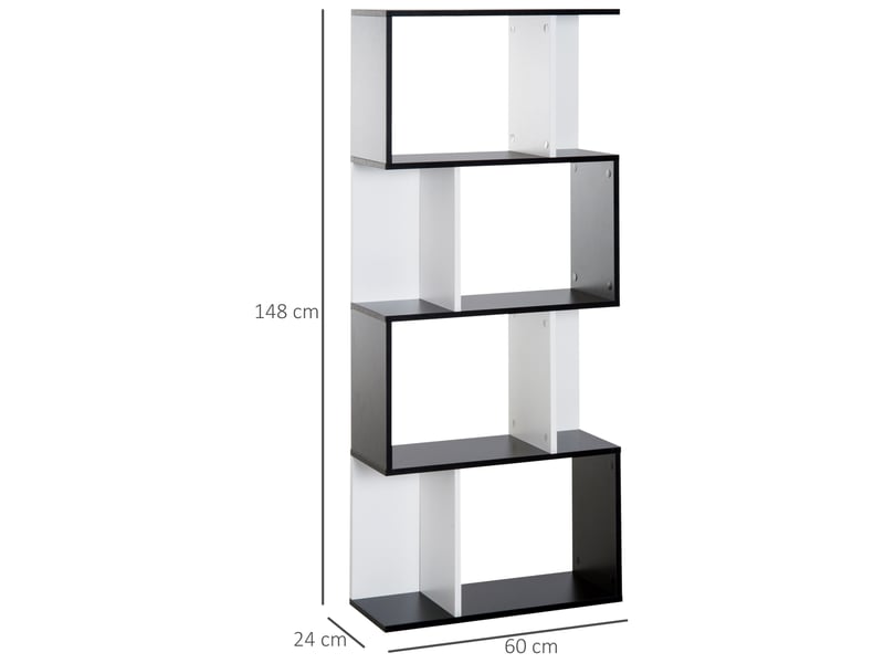  Bibliothèque en s à 5 niveaux 60 x 24 x 148 cm, étagère de rangement moderne pour salon, chambre et bureau  - Conforama E