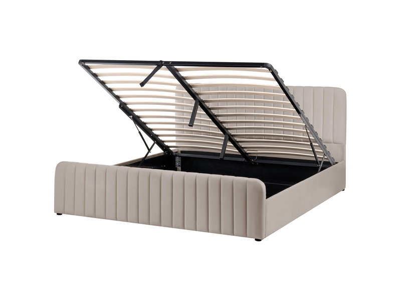 Lit ottoman lunan 180 x 200 cm taupe - Conforama A