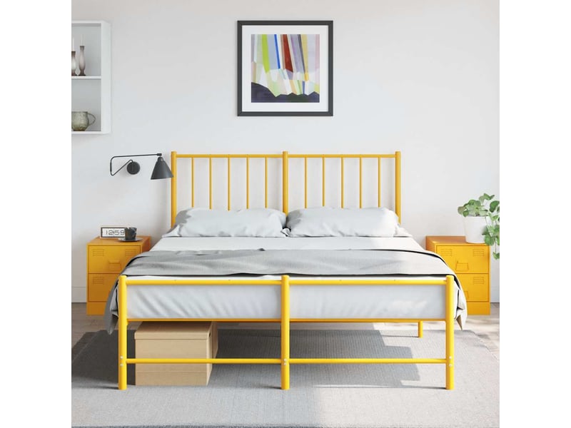  Vidaxl table de chevet 2 pcs jaune acier meuble rangement 34,5x39x44cm chambre salon  - Conforama B