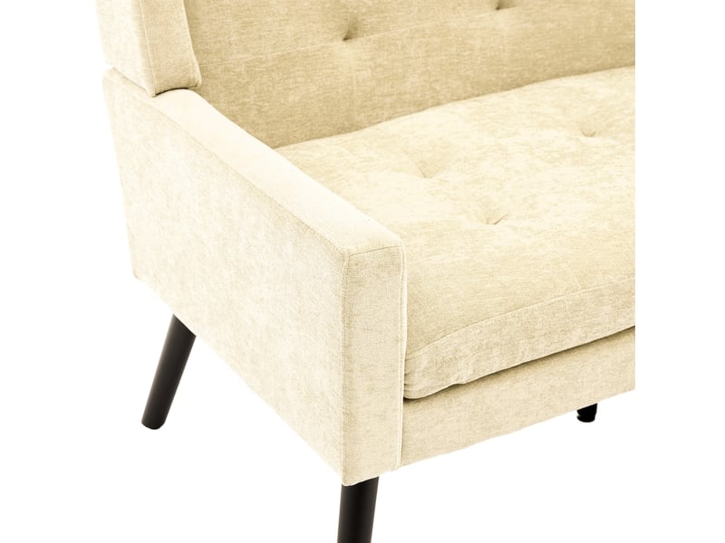  Banc 2 places 119x75x88 cm en lin beige avec pieds en bois antidérapants et coussins confortables  - Conforama E