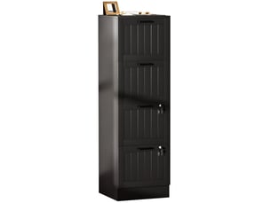 Caisson bureau, meuble rangement bois 4 tiroirs et serrure, barres de suspension réglables, 40 x 40 x 131 cm, noir