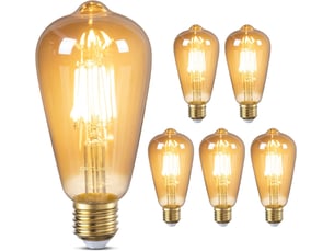 6 ampoules led e27 vintage verre ambré - 2700k non dimmable restaurant café bar