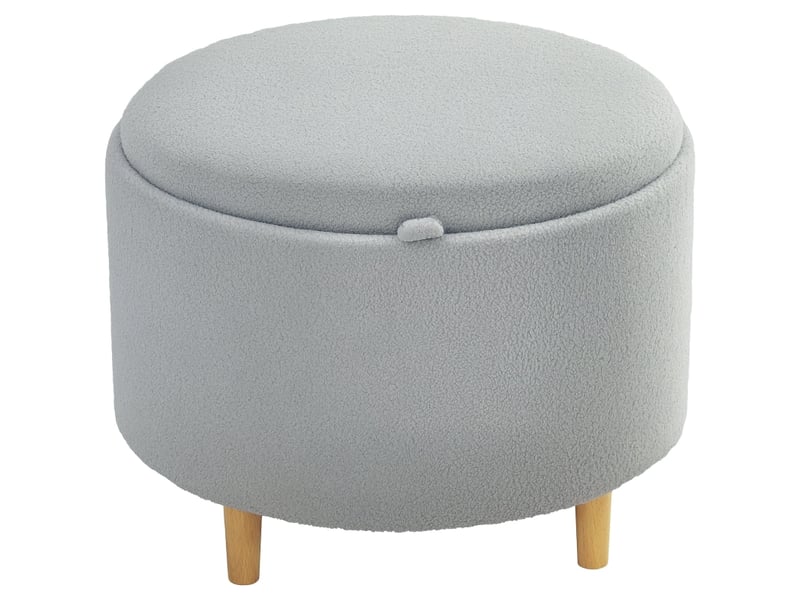 Repose-pieds en polaire avec couvercle réversible, rangement caché, 56 cm x 56 cm x 42 cm, gris 838-434V81GY - Conforama B