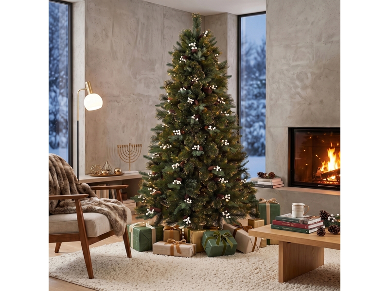  Sapin de noël artificiel, support pliable en bois, sapin moulé par injection, 1438 branches, 180 cm, vert  - Conforama D