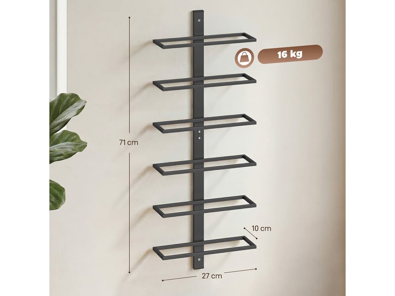  Porte bouteille mural en acier pour 6 bouteilles, pour cuisine, bar, salle à manger, noir, cave  - Conforama C