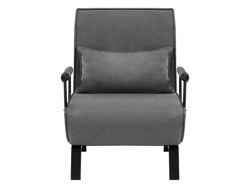  Fauteuil convertible 3 en 1 avec dossier réglable, coussin amovible et structure en métal gris  - Conforama A
