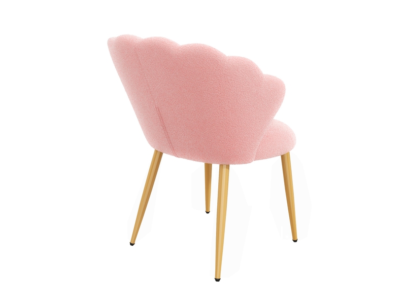  Lot de 6 fauteuils 60x62.5x83 cm tissu bouclé assise rembourrée dossier coquillage pieds en métal usage quotidien rose OPULERANE TRADING LTD - Conforama C