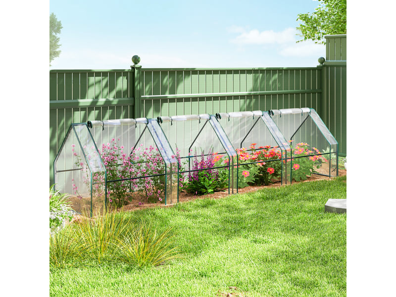  Mini serre de jardin mini serre tunnel 4 fenêtres avec zip enroulables acier pe 140 gm² anti-uv 360x90x90cm transparent  - Conforama D