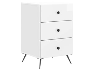 Vidaxl table de chevet blanc brillant 3 tiroirs commode rangement 43 x 41 x 66,5 cm salon