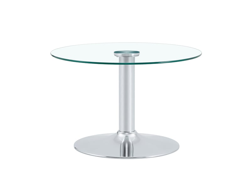  Table ronde diamètre 70 cm hauteur 45 cm en verre et métal argenté  - Conforama A