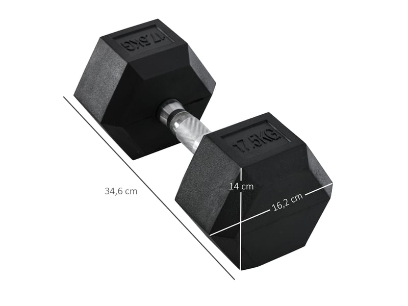  Haltère hexagonal 17,5 kg entraînement de force métal noir  - Conforama E