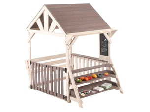 Cuisine de jeu extérieure enfant 114x147,5x156 cm en bois gris et beige