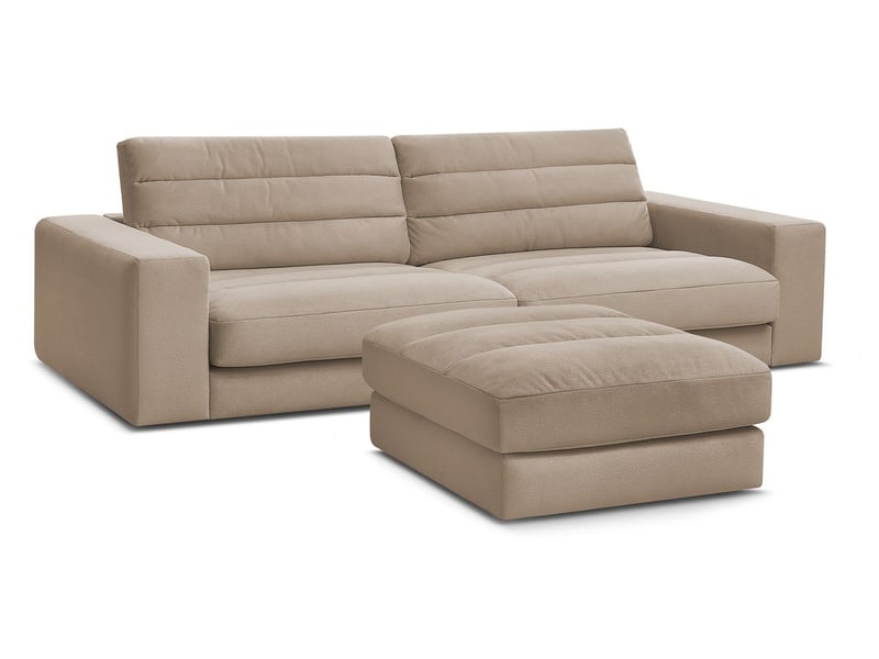  Bobochic canapé droit fixe 3 places sierra velours avec pouf taupe SIERRA - Conforama A