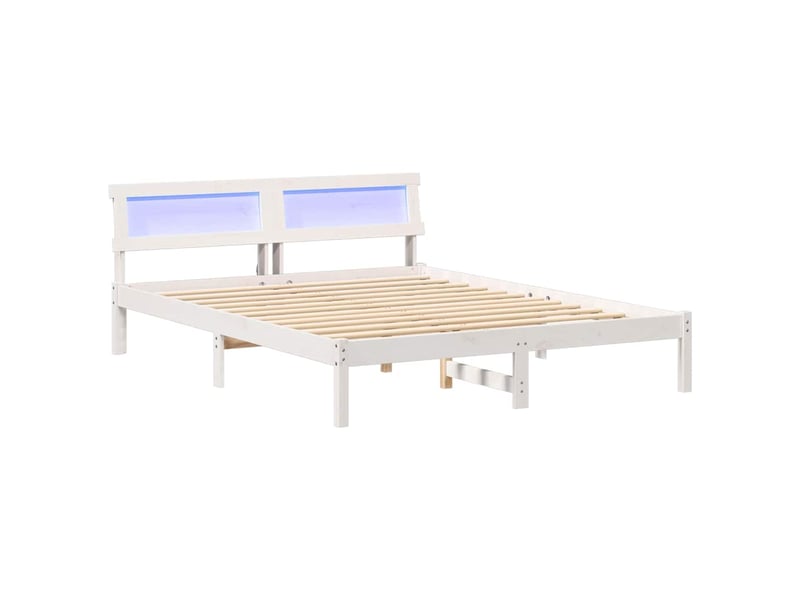  Lit double- lit adulte -  cadre de lit avec tête de lit blanc 150 x 200 cm pin massif  - Conforama A