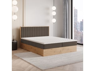 Lit avec rangement 180x200 cm <strong>MASSENO</strong> <strong></strong> coloris marron