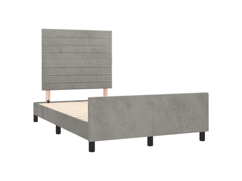 Lit double- lit adulte - cadre de lit sans matelas gris clair 120x190 cm velours - Conforama B