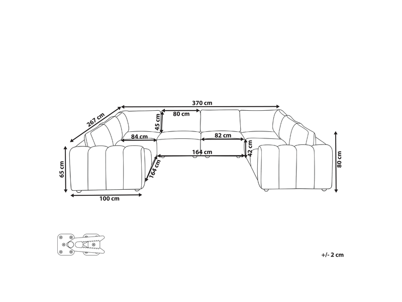 Canapé modulable en forme de u 8 places kivvik bouclé blanc cassé  - Conforama C