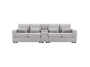 Canapé droit fixe OKWISH  4 places Tissu gris