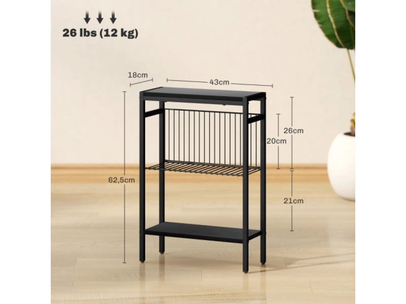  Table d’appoint noire à 2 niveaux avec cadre acier, table basse et chevet pour salon et chambre  - Conforama C
