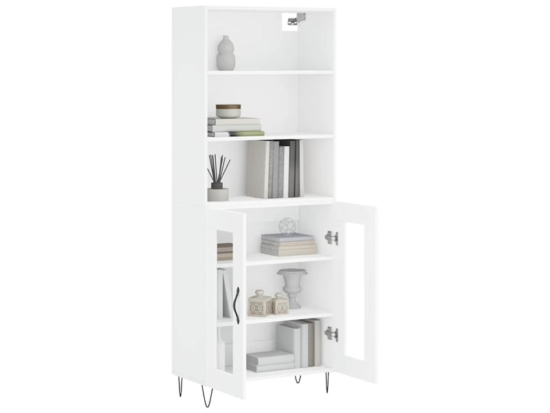  Buffet haut - bahut - meuble de rangement blanc 69,5x34x180 cm bois d'ingénierie  - Conforama C