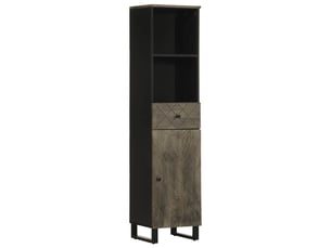 Armoire de salle de bain, cabinet de salle de bain noir 38x33x160 cm bois massif manguier cf65120