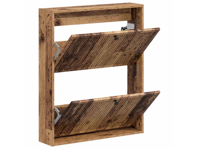  Meuble à chaussures mural, armoire à chaussures ede 71x17x86 cm bois ancien  - Conforama C