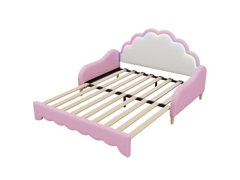  Canapé-lit rose 140x200 cm convertible avec tête de lit à éclairage led  - Conforama E