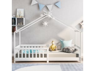 Lit cabane 90x200 cm <strong>HAUSS SPOLE</strong>  <strong></strong> coloris blanc