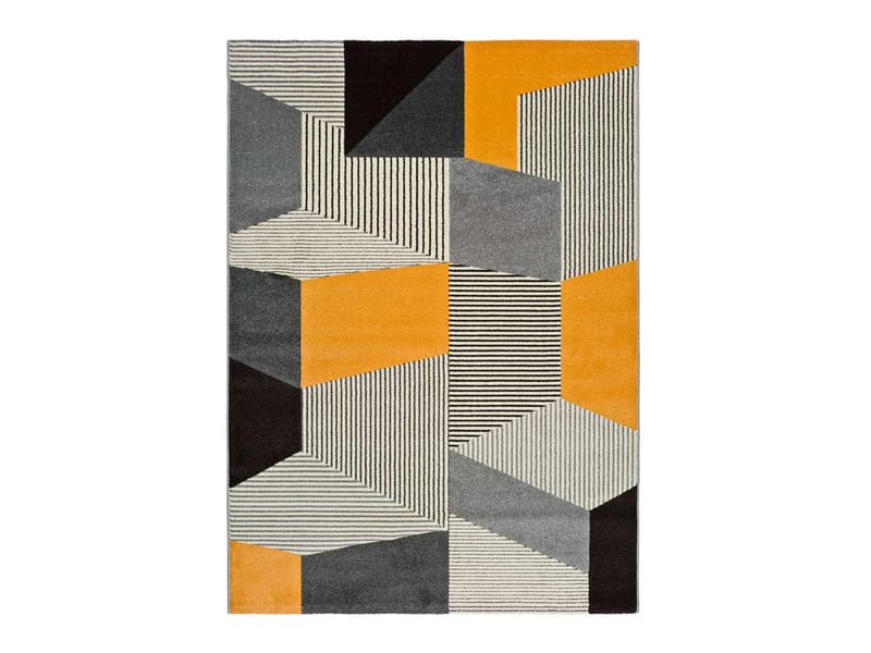  Tapis atticgo leo 80x150 cm - rectangulaire moderne, gris beige moutarde leo12155 - Conforama A