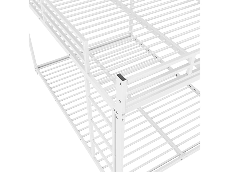  Lit superposé 140x200cm - design classique - lit superposé enfant - métal blanc, cadre robuste, barrières hautes, gain de place  - Conforama D
